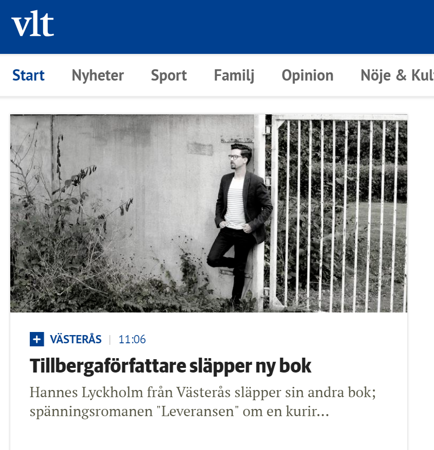 VLT Tillbergaförfattare släpper ny bok - Hannes Lyckholm Leveransen